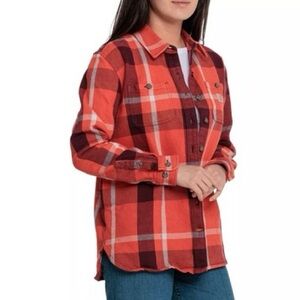 Carhartt Women's Rugged Loose Fit Heavy Flannel Long-Sleeve Plaid Shirt Medium